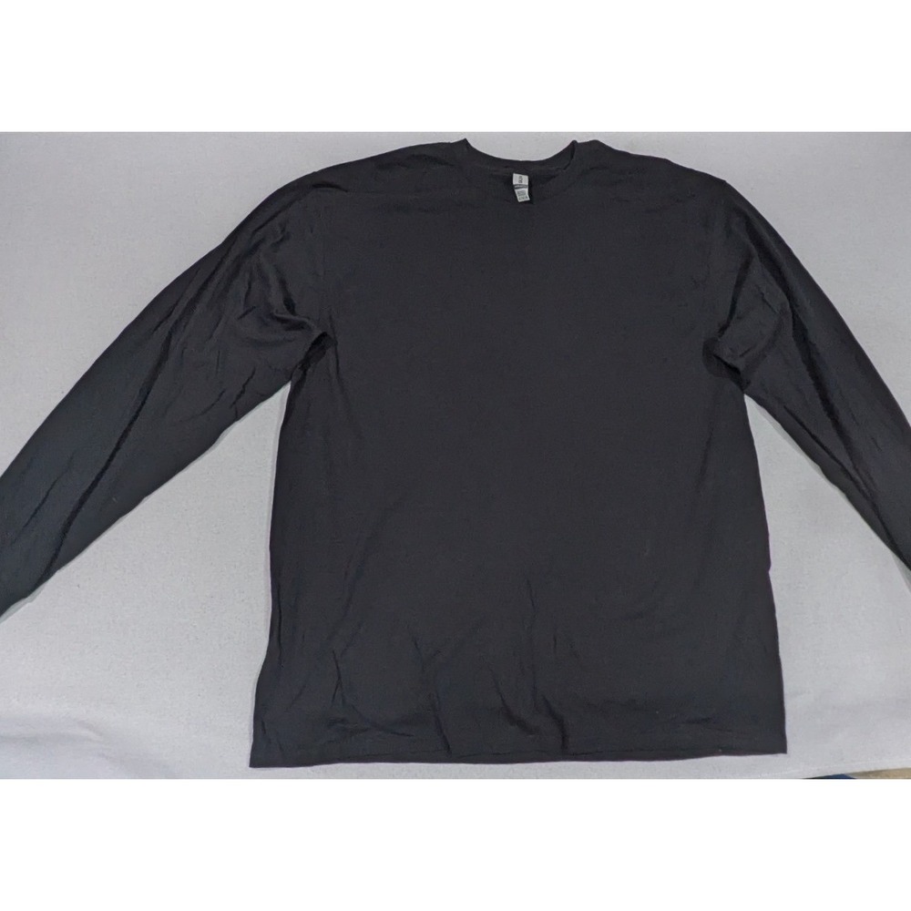 Gildan Long Sleeve T-Shirt Mens XL Black Excellent Heavy Cotton Crew Neck Solid